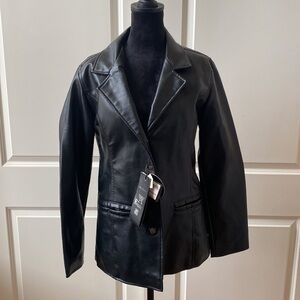 NWT Emporio Armani Collezione Faux Leather Jacket, Size M Made in Italy